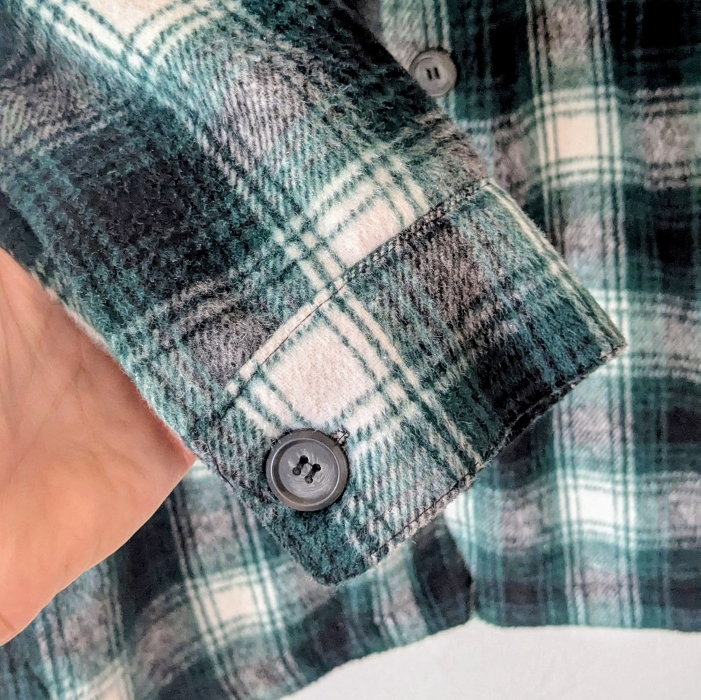 Thread & Supply Shacket James Shirt Jacket hunter green plaid XS Excellent - Picture 4 of 7